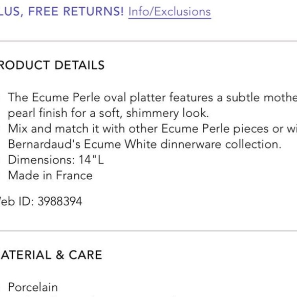 Bernardaud Ecume Perle oval platter - Picture 8 of 9